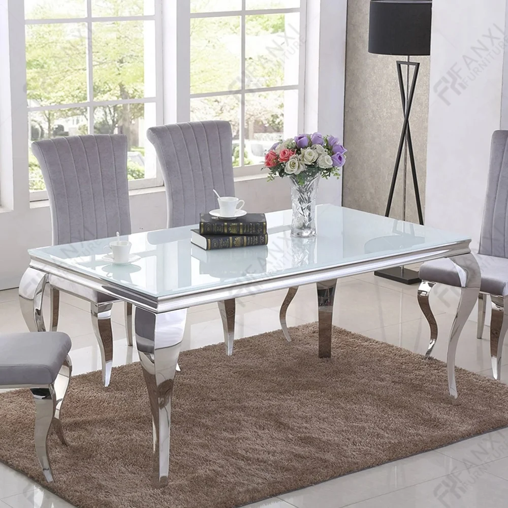 Dining room furniture UK grey modern marble luxury stainless steel wedding dining table set restaurant dining tables