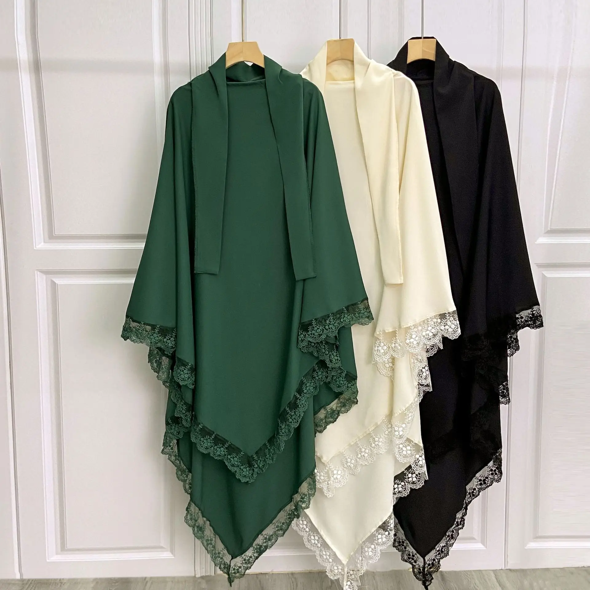 Customizable Dubai Islam Muslim Lace Hijab Long Khimar for Adults Abaya Prayer Turkey Khimar Plus Size Femme Musulmane Ramadan