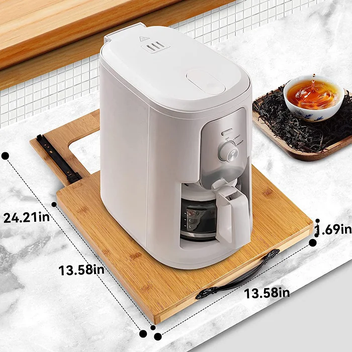 Bamboo Appliances Slider Multipurpose Appliance Sliding Rolling Tray for Coffee Maker Toaster Blender Air Fryer Stand Mixer