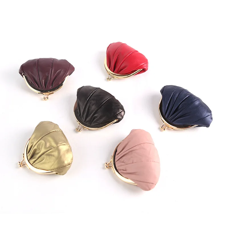 Custom Logo Handmade Cute Mini Wrist Ladies Purse Cluth Coin Pouch Wallet Leather Card Holder Kiss Lock Wallet