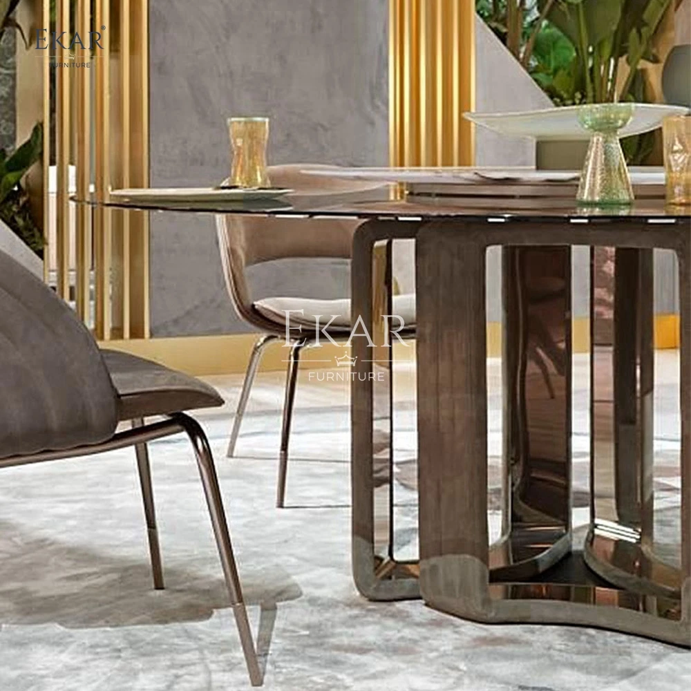 Modern Luxurious Pink Jade Marble round Dining Table with Antique Brass Base for Kitchen Hotel or Hall Dining Room Furniture