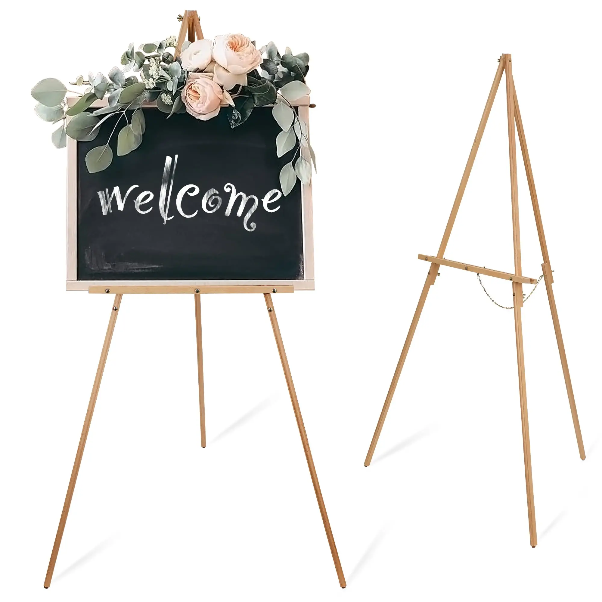 A-Frame Modern Artistic Easel with Tray Foldable Wooden Signboard for Painting on Canvas for Decorative Usage