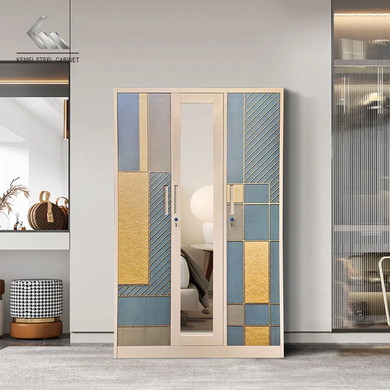 Современный трехдверный стальной шкаф с сейфом для спальни гостиной ванной школы и мастерской многофункциональная мебель дома