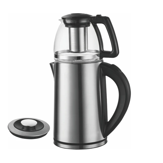 Popular Electric Kettle 2.2l Double Tea Pot Glass Tea Maker with Extra a Tea Filter Can Use as a Single Digital Kettle