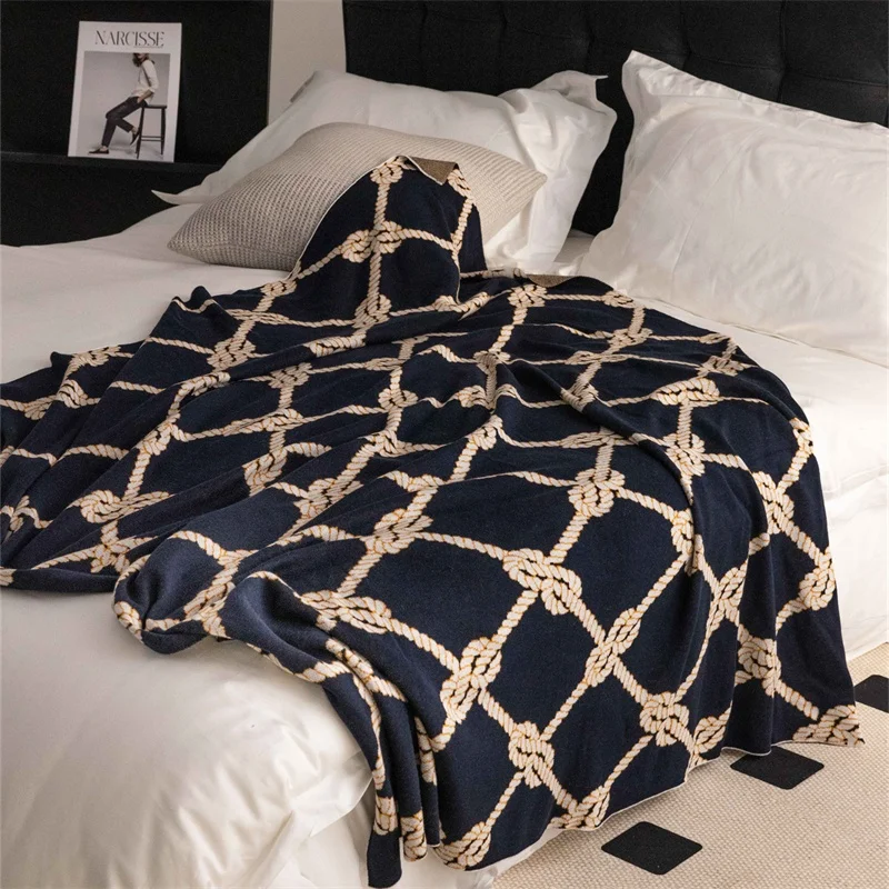 Nordic simple knot elements soft lightweight luxury knit blanket throw TSM