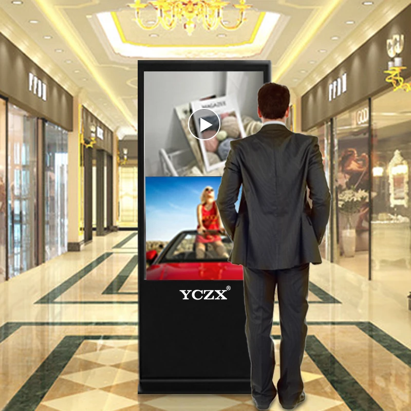 YCHD lcd advertising video display vertical 55 inch digital signage kiosk