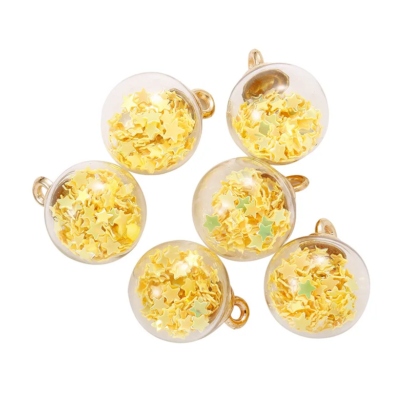 Charms Star Sequins Transparent Glass Ball 16mm Pendants Crafts Making Findings Handmade Jewelry DIY for Earrings Necklace