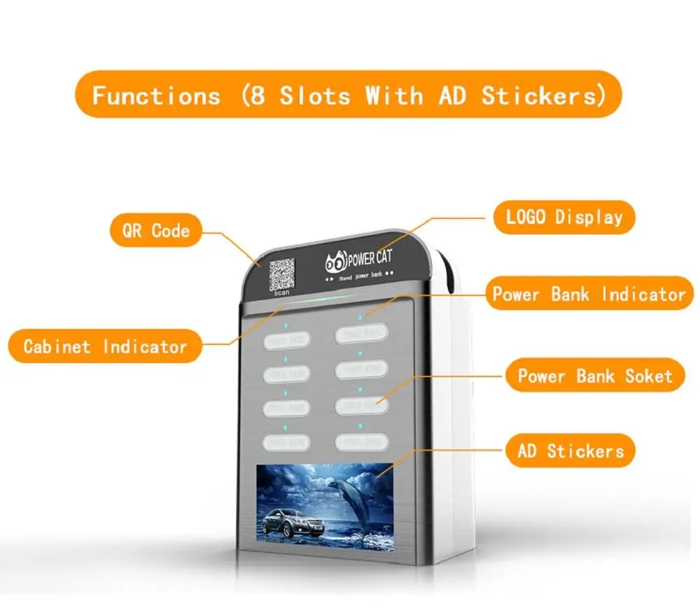 New product 8 Ports multi charging wireless power bank for restaurant and cafe sharing power bank station