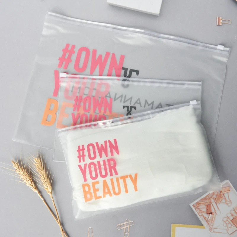 waterproof slider zipper packaging poly plastic clear storage zip lock bag for underwear