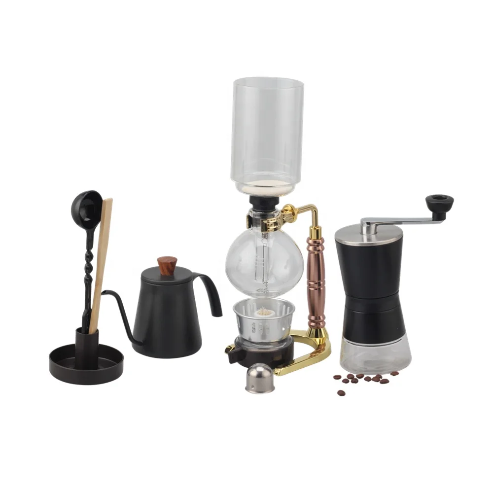 Tabletop High Boron Vacuum Glass Rose Golden Syphon (Siphon) Coffee Maker