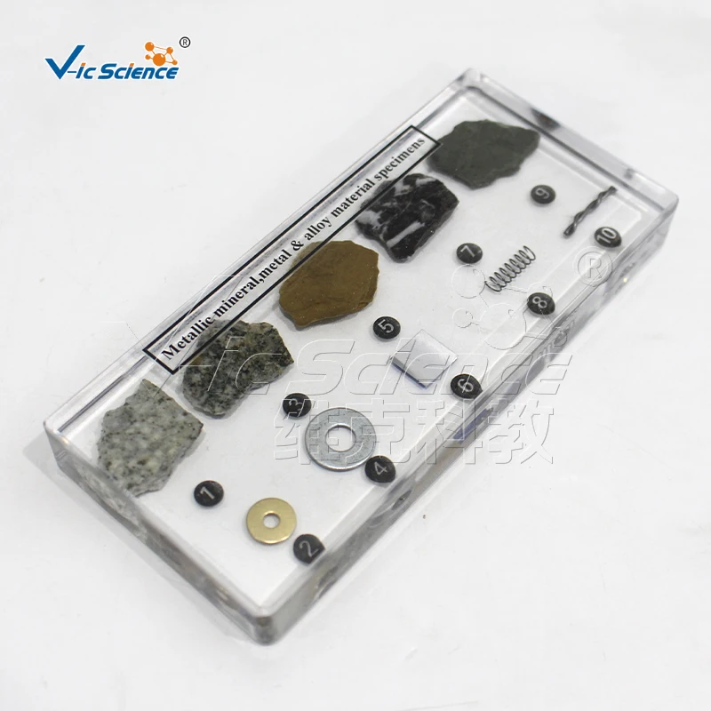 Embedded specimens of metallic minerals metals and alloys model for school education mineral specimens