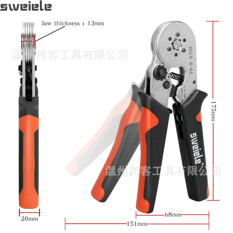 23-7AWG Quadrilateral Ratcheting Ferrule Crimping Plier 0.25-10mm Steel Wire Crimper Tool  Connectors