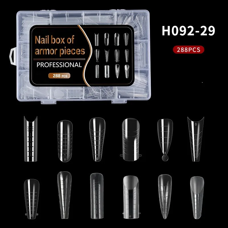 Acrylic Soft Gel Nail Tips Clear Transparent 288 Pcs Full And Half False Artificial Nail Tips For Extension