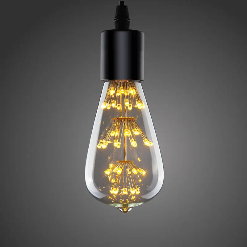 Новый продукт светодиодный фейерверк лампа накаливания в винтажном стиле Эдисона светодиодная Звездная 3 Вт 220 В декоративная ST64