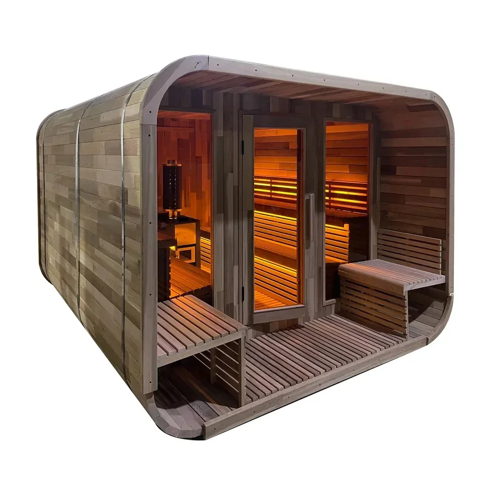Sauna Shower Room Traditional Steam Hemlock Wooden Outdoor Modern Solid Wood Luxury Red Cedar Wood Outdoor 6 Person Sauna CN;JIN