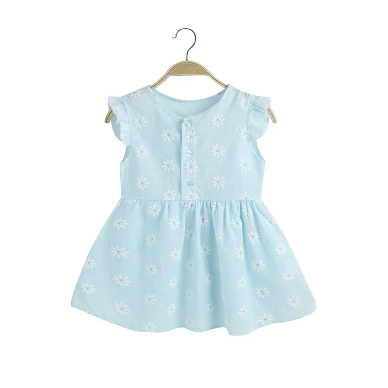 Hot Sell Summer Sleeveless Girls Dresses Kids Clothing Mini 100% Cotton Freshness Children Wear Baby Dress