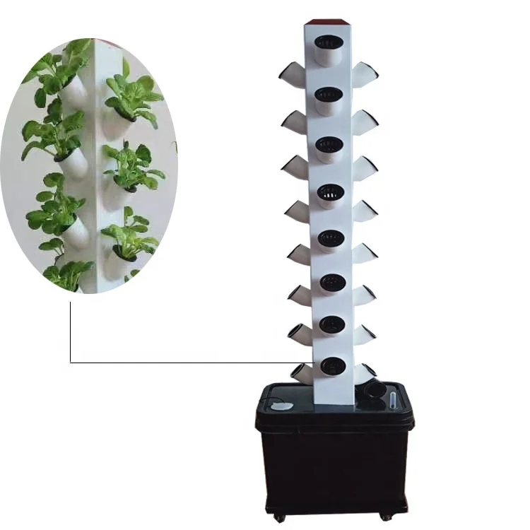Vertical Rotary Tower 2*32 pots Garden Light Planting Nutrients Aeroponic Hydroponic Growing System