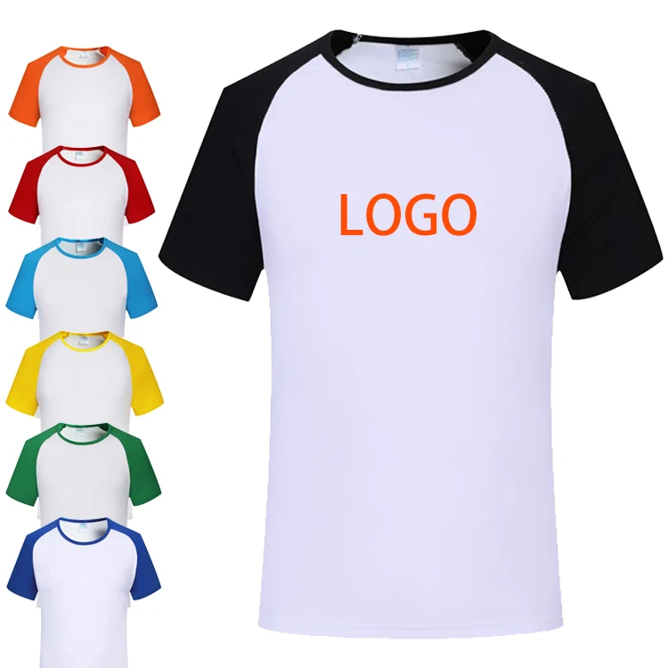 Cheap Promotional men round neck Raglan short sleeves t-shirt with custom logo printed tshirts for women