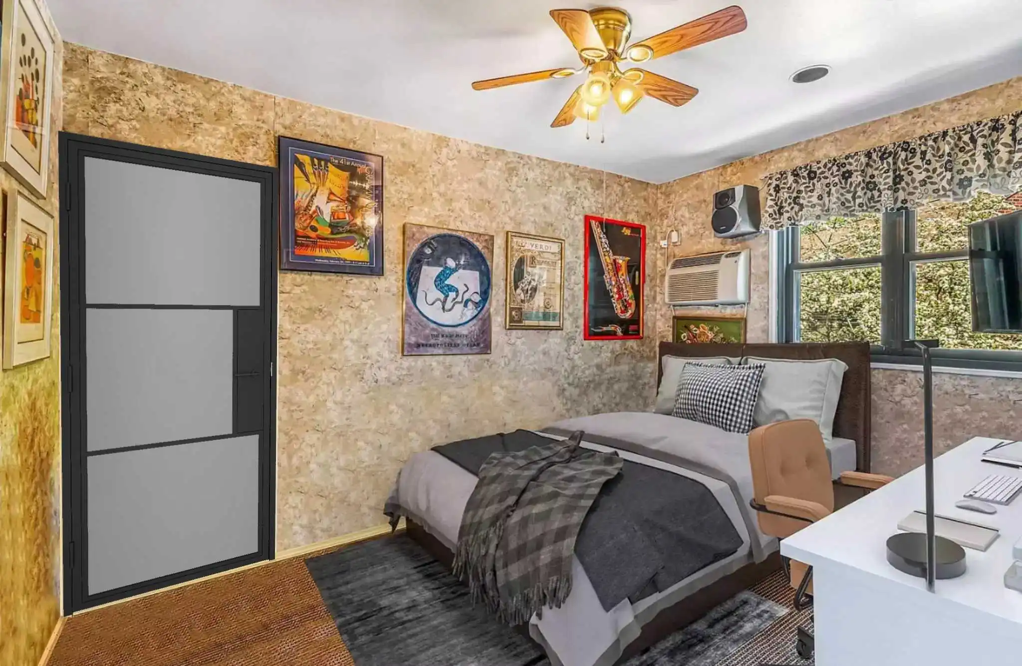 Interior Steel Frame Door with Black Transparent Glass, Wholesale Interior Swing Doors