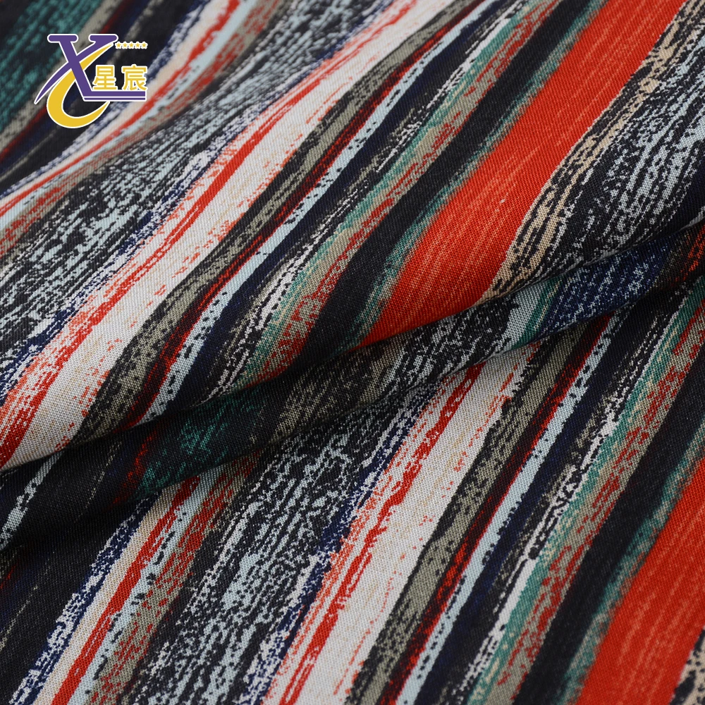 Фабричное готовое изделие, 55/56 дюйма, красивая ткань из вискозы в полоску с принтом, для детской одежды