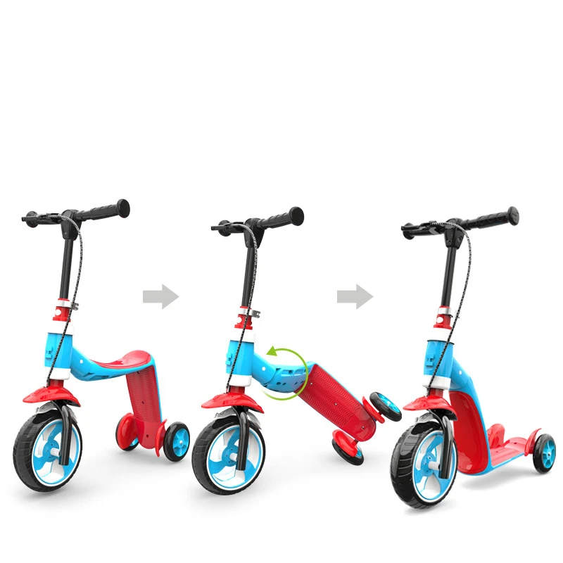 Best Quality Custom 2 in 1 folding 3 wheel Kids Kick Scooter Multifunction Baby Scooter