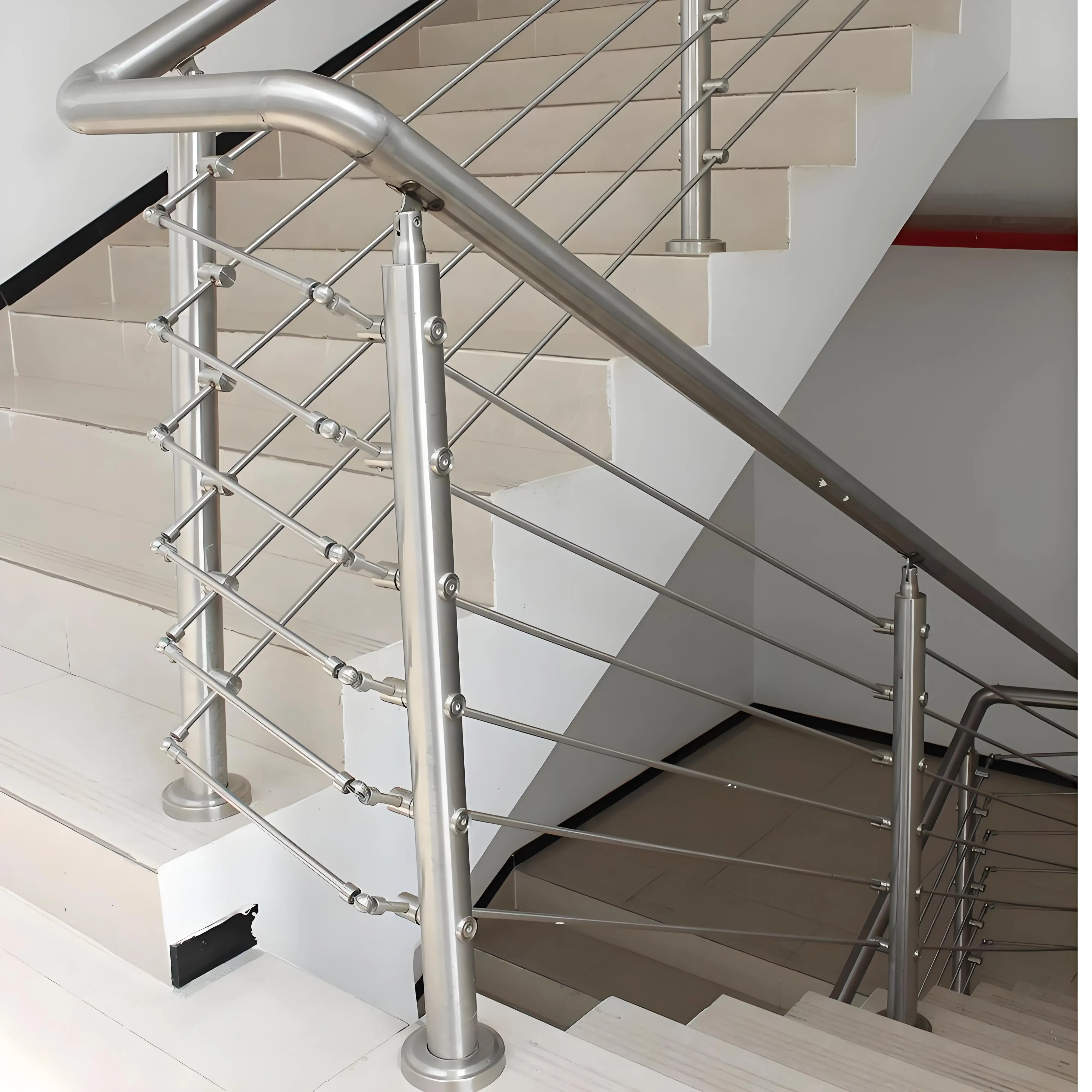 Staircase handrail stainless steel railing hotel terrace glass guardrail stainless steel post handrail wire rope guardrail