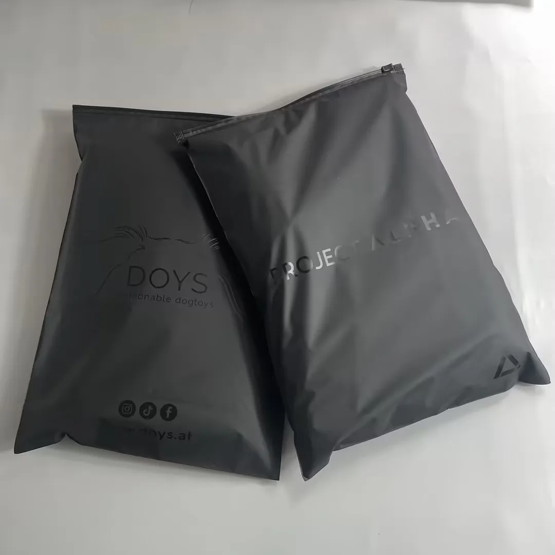 Wholesale Custom thick packaging printed logo self-sealing Black shirt clothing zipper lock clear self-sealing plastic