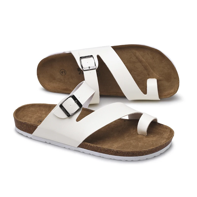 New Women Sandal Cork Fashion Ladies White Slipper Summer Flat Slides Slippers for Women Sandal Shoes