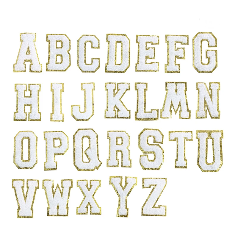 High Quality Custom Multi-Color Felt Chenille Letter Embroidery Patches Sequins Glitter Adhesive Jacket Decoration Combination