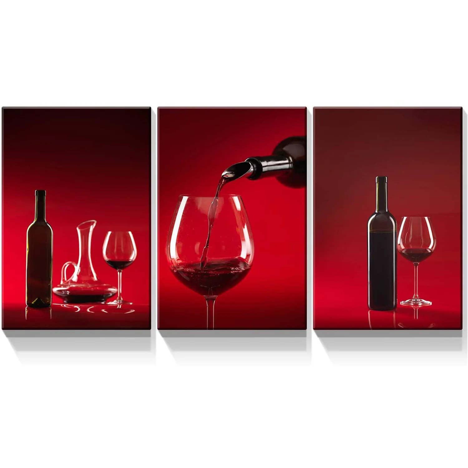 Red Wine And Gray Art 3 Panel Oil Painting Wall Art Modern Painting For Living Room Decor Print On Canvas Custom Photo Print