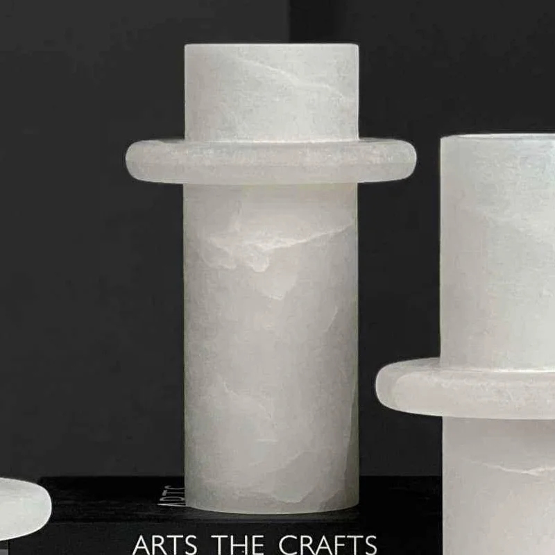 stonekocc Spanish Alabaster White Natural Marble Flower Arrangement Model Room Hotel Living Room Restaurant Decorative Vases