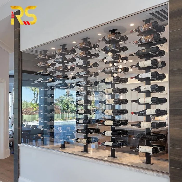 Foshan Wine Peg Bottles floor to ceiling Wine Rack modern display wine cabinet for living room