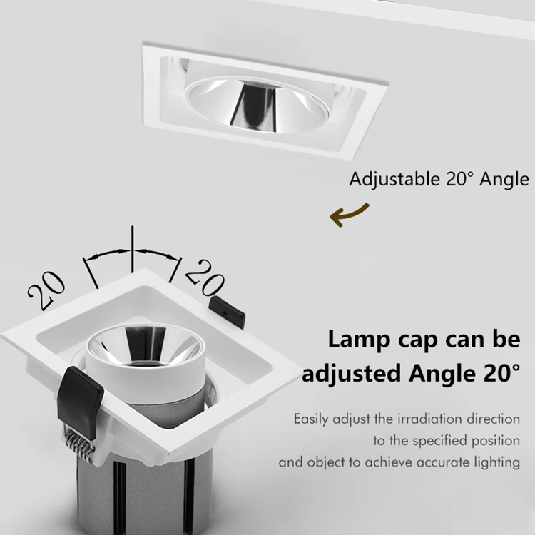 Commercial High Brightness COB Down Lamp School Meeting Room 12W LED Grille Light