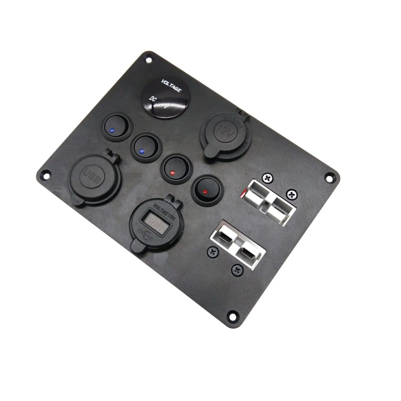 12V USB Outlet 36W 12V/24V Dual QC3.0 USB Car Charger Socket with Power Switch LED Voltmeter for Car Boat Marine Truck