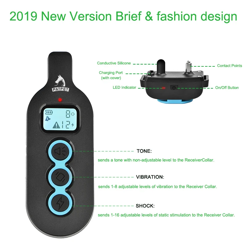 Удаленный лай ударов черный ошейник тренировочная собака без лая
