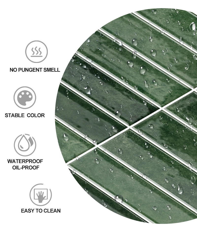 JORRUNS 3D Wallpaper DIY Home Decor Kitchen Backsplash Tile Peel and Stick Tite Green Peel Stick Wall Tiles