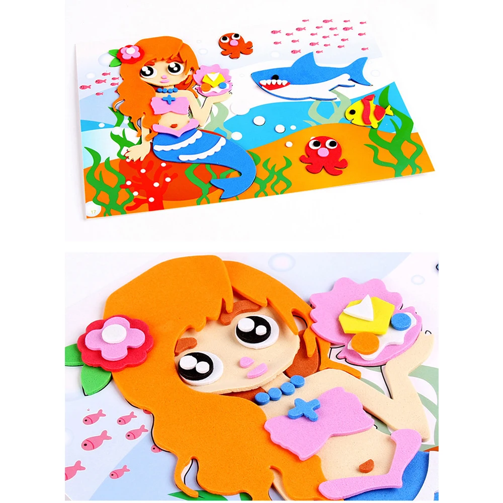Early Learning Art Sticker Diy Children Toy Kits Handmade Cartoon Stickers 3d Eva Foam Sticker Puzzle