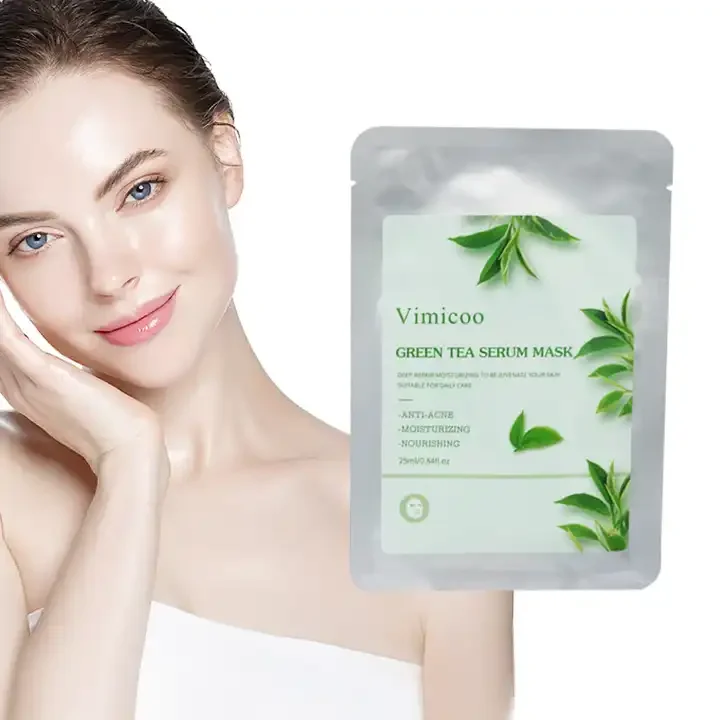 OEM Private Label Customize Korean Beauty Organic Facial Skin Care Moisturizing Anti Acne Green Tea Sheet Serum Mask