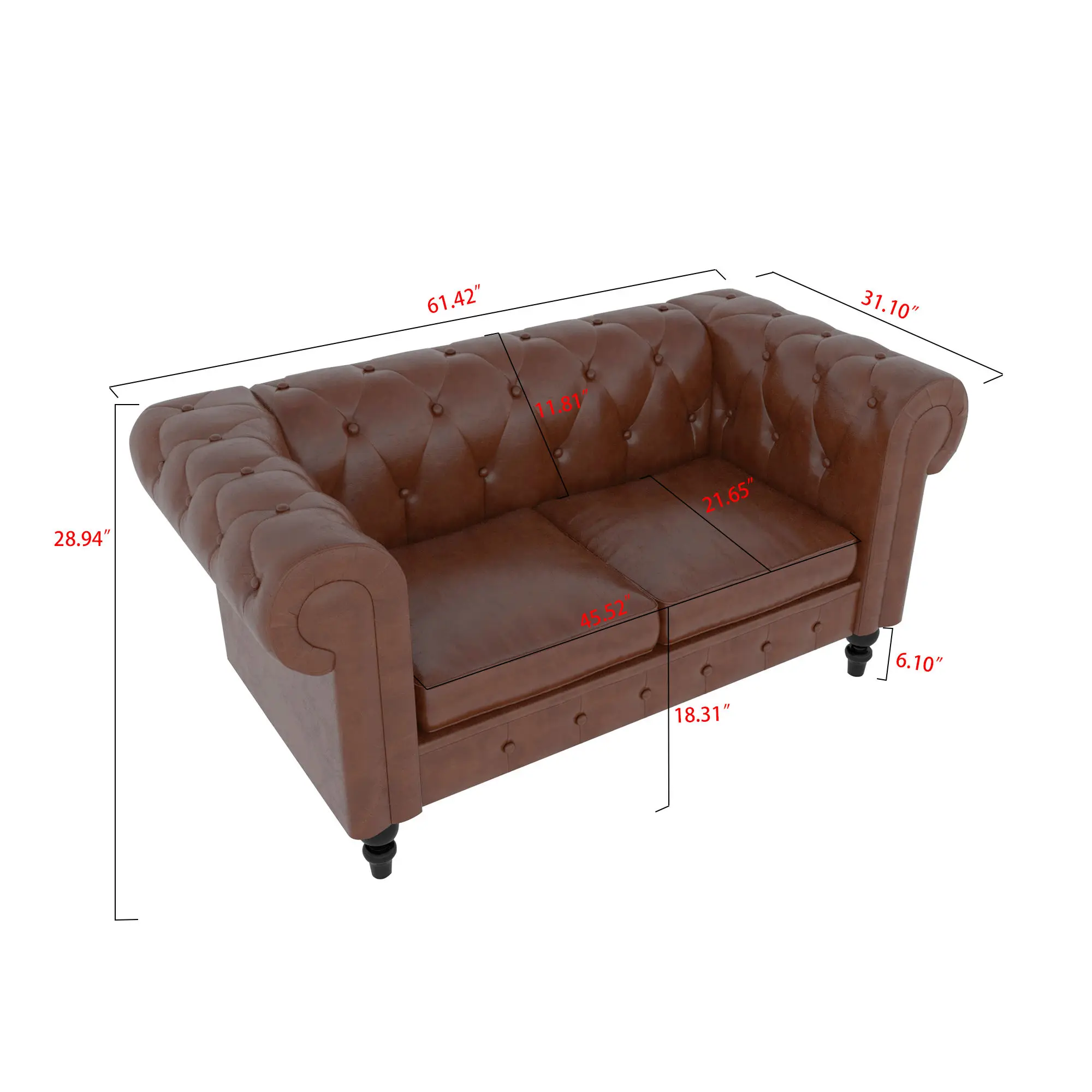 America Vintage Style Chesterfield Sofa 3 Seater Loveseat Sofas Set Tan Leather Couch