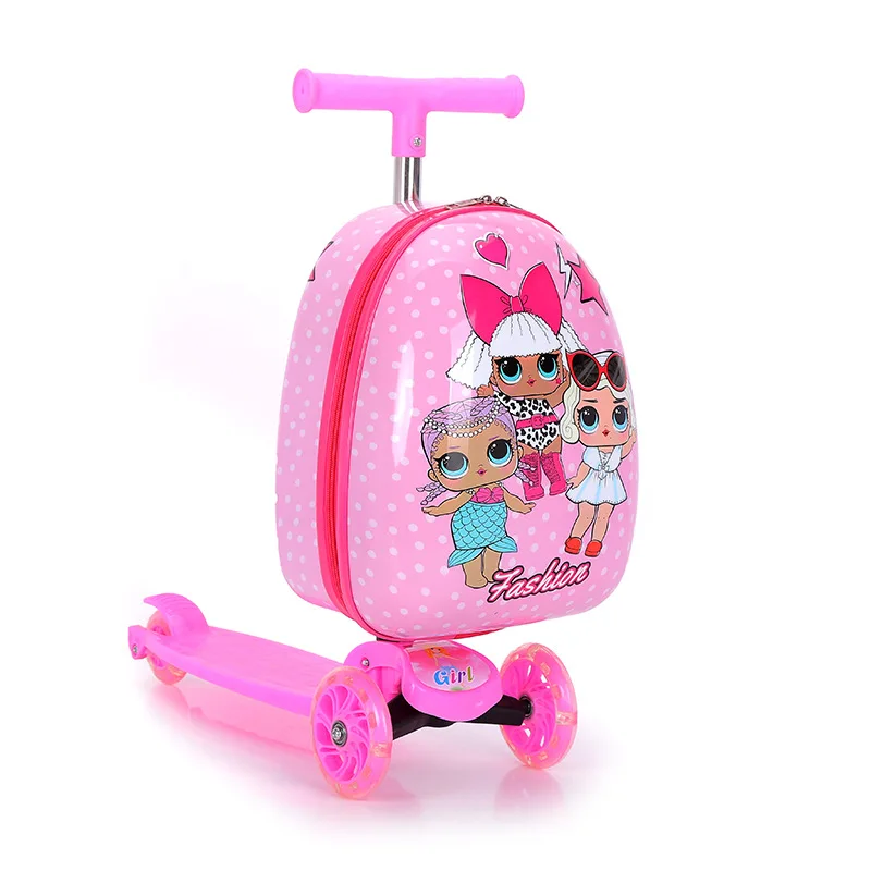 wholesale lightweight kids travel trolley bags vintage spinner rolling girls kids scooter luggage case for girls