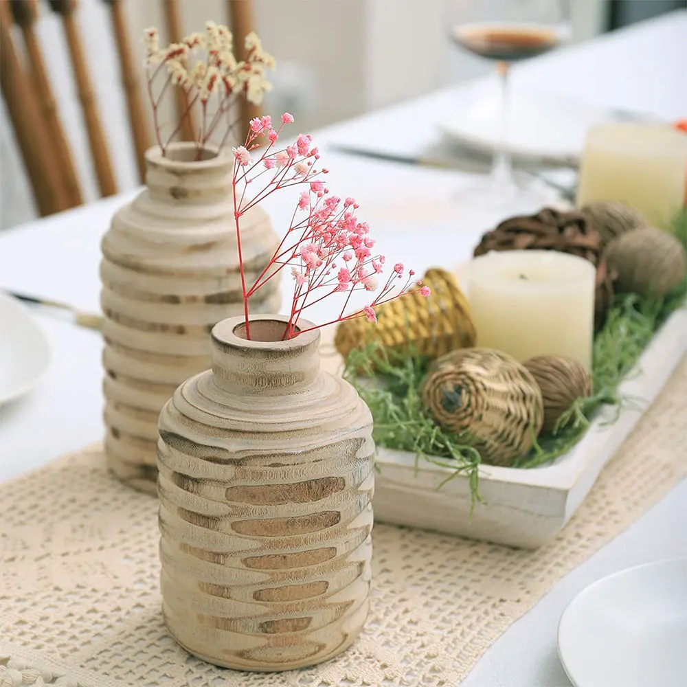 Напольная ваза из массива дерева и травы, деревенский фермерский цветочный держатель в деревенском стиле, идеальный подарок для свадьбы, домашний декор, длинная сухая Флора