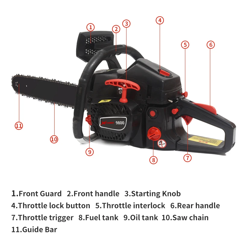 Wholesale By Manufacturer 2 Stroke Petrol Chain Saw Multifunction Wood Cutting Machine  52cc Chainsaw