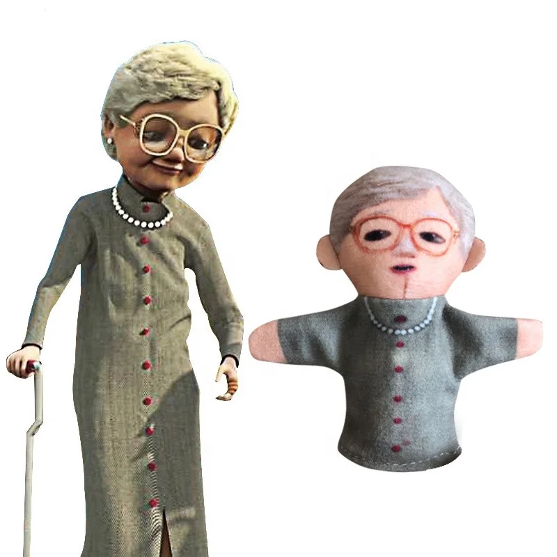 Factory Custom OEM 9cm Kids Educational Toys Hand Puppet Family Mother Father Characters Plush Finger Puppet Human Puppet