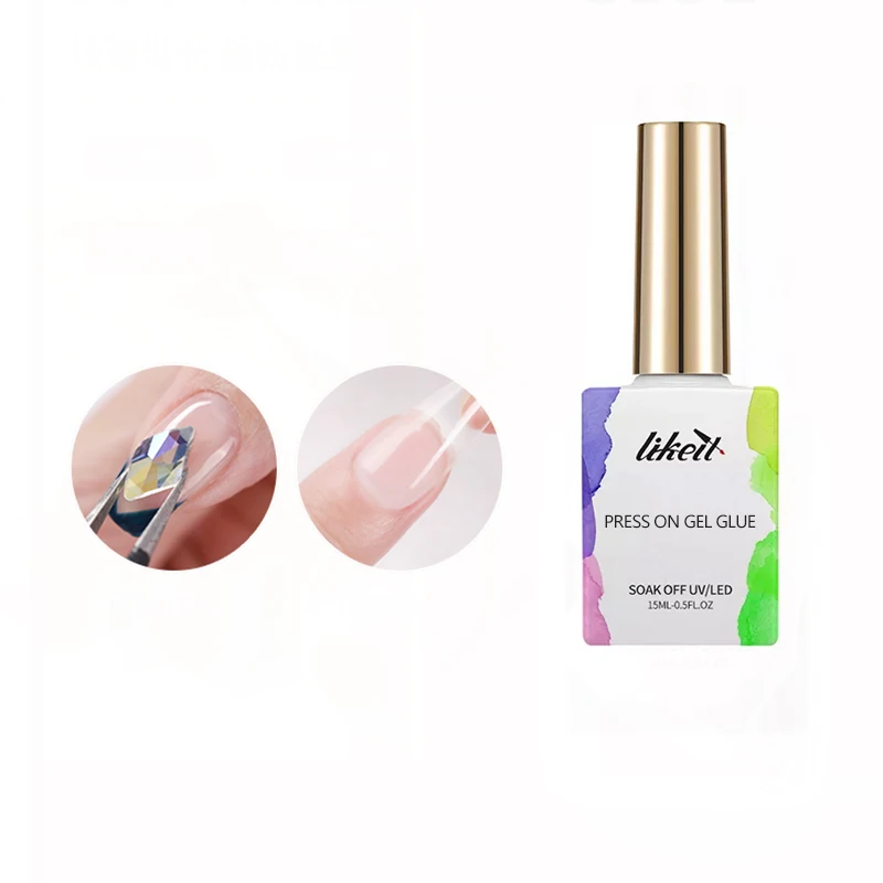 Likeit Long Lasting High Viscosity Press On Nail Glue Wholesale Custom Private Label Glue Gel Fake Nail Glue Uv Gel