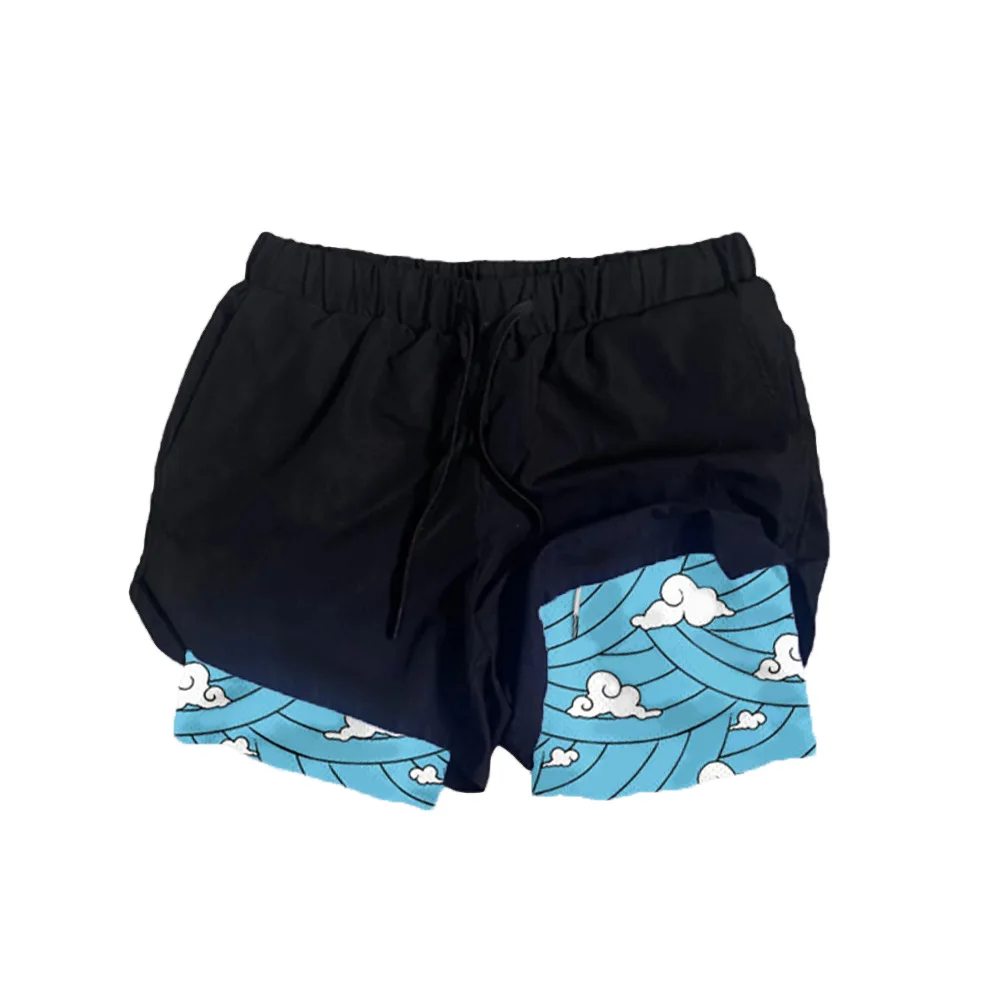 high quality 3D printing anime logo sublimation 2 in 1 gym custom double layer mesh sports shorts sport mens for men