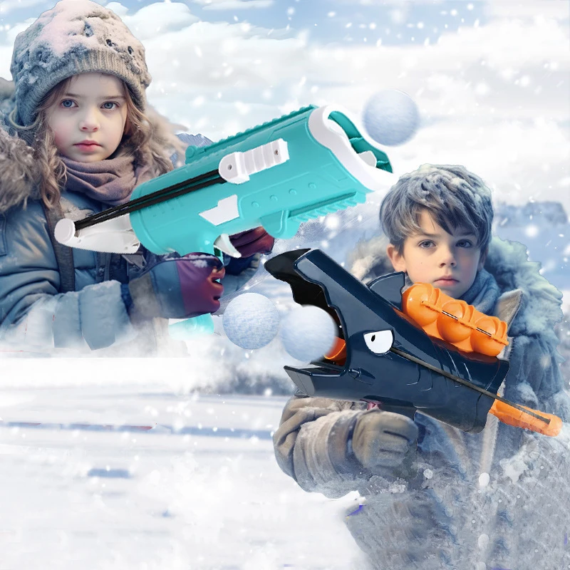 Winter Outdoor Interaction Game Shark Snowball Launcher Gun Toy Kid Clamp Snow Ball Grasping Clamps Tool Multi-shape Cartoon Toy