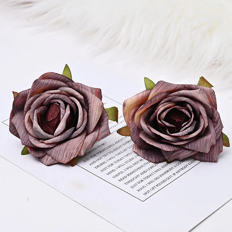Artificial  Silk Roses Flower Head for Wedding Flowers Accessories Make Bridal Hair Clips Headbands Dress