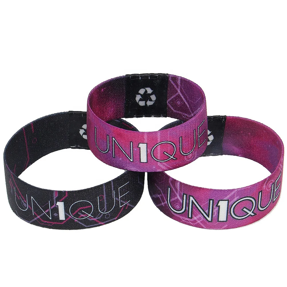 Custom logo personalized full color printing fabric sport elastic wristband for event