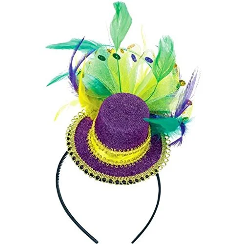 Wholesale Costume Accessories Mardi Gras Purple Mini Top Hat Headband for Women and Children