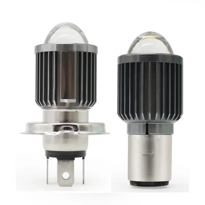 Factory  Led Motorcycle Headlight Bulbs 10000LM 12W CSP Chips Fisheye Convex Lens Spotlight Dual Color White Yellow H4 BA20D
